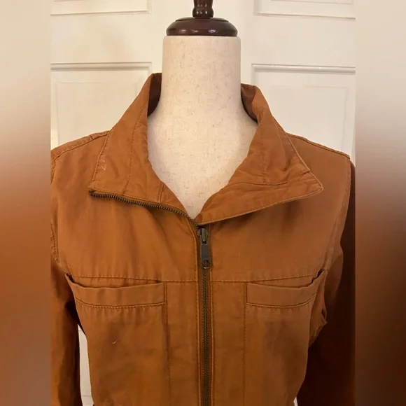 Old Navy Woman’s Orange Sz M 100% Cotton Utility Jacket W/ Waist Drawstring - Picture 4 of 16